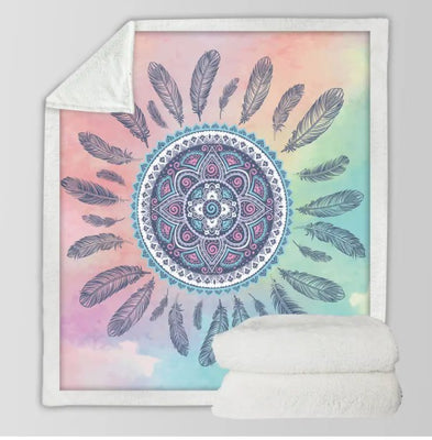 3D Mandala Boho Sherpa Fleece Throw Blanket (1pc)