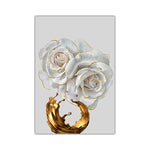 3pcs White Rose Canvas Wall Art with Golden Splash