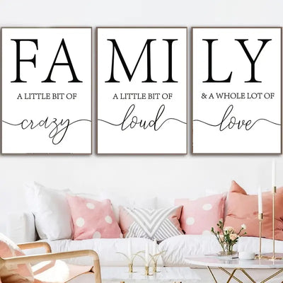 3pcs Inspirational Family Quotes Canvas Wall Art Decor