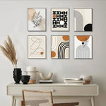 6pcs Boho Abstract Canvas Wall Art for Living Room