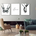 3pcs Love Hand in Hand Wall Art Canvas Prints Set