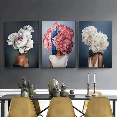 3pcs Frameless Abstract Floral Canvas Wall Art Set