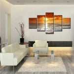 5-Piece HD Printed Sunrise Ocean Canvas Wall Art