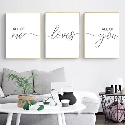 3pcs All Of Me Loves All Of You Canvas Wall Art Set
