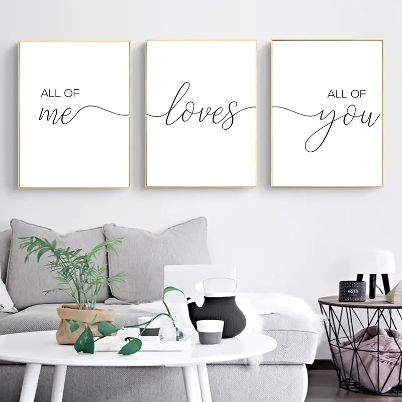 3pcs All Of Me Loves All Of You Canvas Wall Art Set