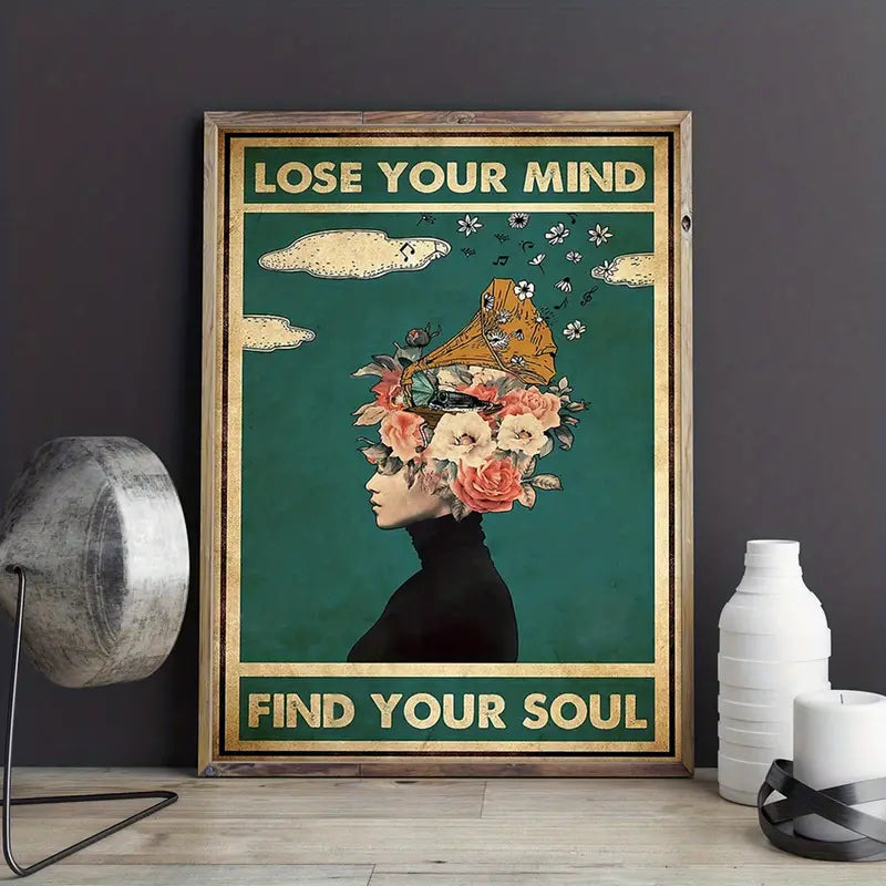 Retro Girl Music Canvas Wall Art for Home Decor