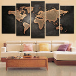 5-Piece World Map Canvas Wall Art Decor