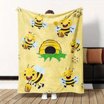 Kawaii Bee Flannel Blanket - Cozy Soft Throw for Couch