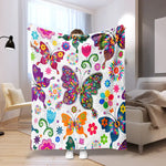 Flannel Flower and Butterfly Cozy Throw Blanket