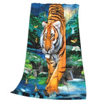 Moonlight Tiger Fleece Blanket - Queen Size Plush Throw