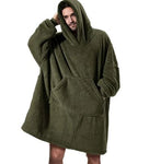 Ultra Cozy Double-Sided Fleece Wearable Blanket Hoodie with Big Pocket