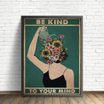Abstract Canvas Wall Art - Watering Girl & Plant Decor