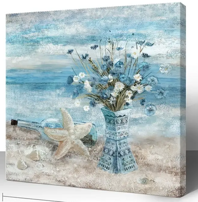 Ocean Theme Flower Canvas Wall Art for Home Decor