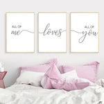 3pcs All Of Me Loves All Of You Canvas Wall Art Set