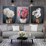 3pcs Frameless Abstract Floral Canvas Wall Art Set