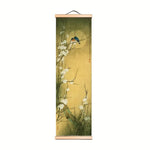 4pcs Asian Style Wooden Shaft Canvas Wall Art Set