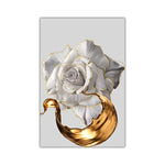 3pcs White Rose Canvas Wall Art with Golden Splash