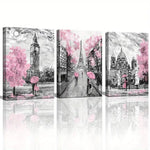 Set of 3 Paris Eiffel Tower Canvas Wall Art (16x24in)