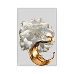 3pcs White Rose Canvas Wall Art with Golden Splash