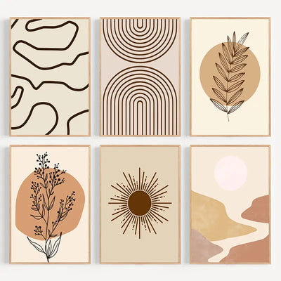 Boho Landscape Canvas Wall Art Set of 6 (11.8x15.7in)