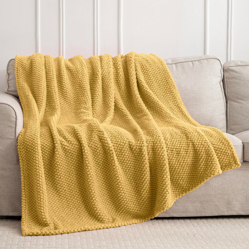 Yellow 300GSM Fleece Throw Blanket for Couch Sofa Bed 40x50 Soft Cozy Flannel Blankets Lightweight Fuzzy Fluffy Throws for Women