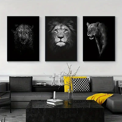 3pcs Animal Canvas Wall Art for Living Room Decor