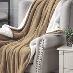 Sherpa Lambswool Blanket, Double-Sided Fleece Throw