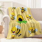 Kawaii Bee Flannel Blanket - Cozy Soft Throw for Couch