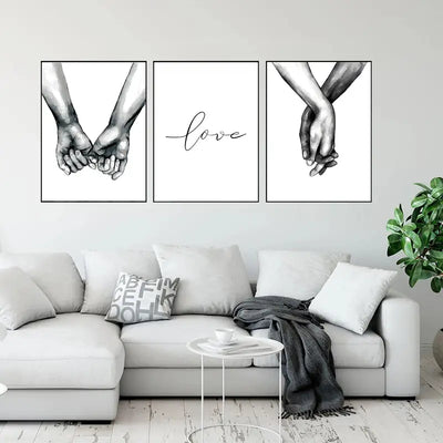 3pcs Love Hand in Hand Wall Art Canvas Prints Set