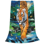 Moonlight Tiger Fleece Blanket - Queen Size Plush Throw