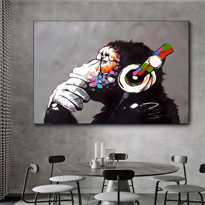Funny Monkeys Bathroom Poster - Canvas Wall Art Decor