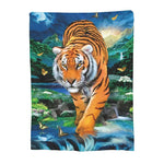 Moonlight Tiger Fleece Blanket - Queen Size Plush Throw
